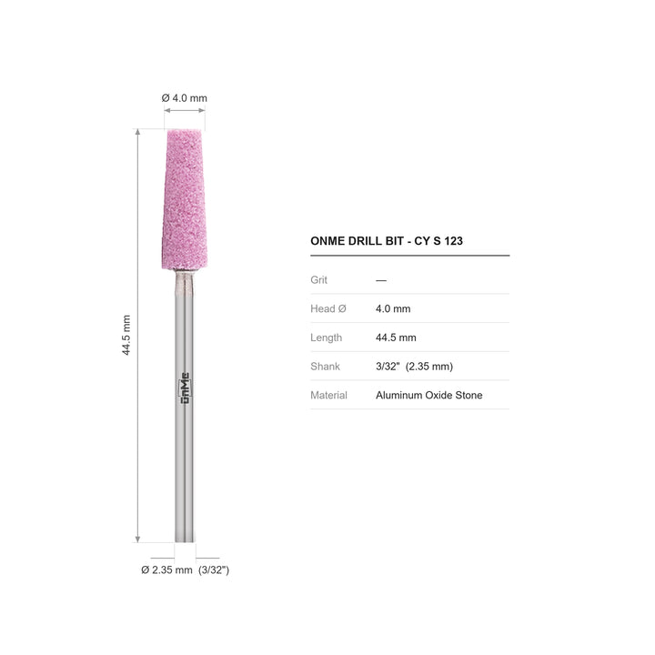 ONME CY S 123 pink stone nail drill bit: 4.0 mm head, 44.5 mm long, 3/32 inch shank