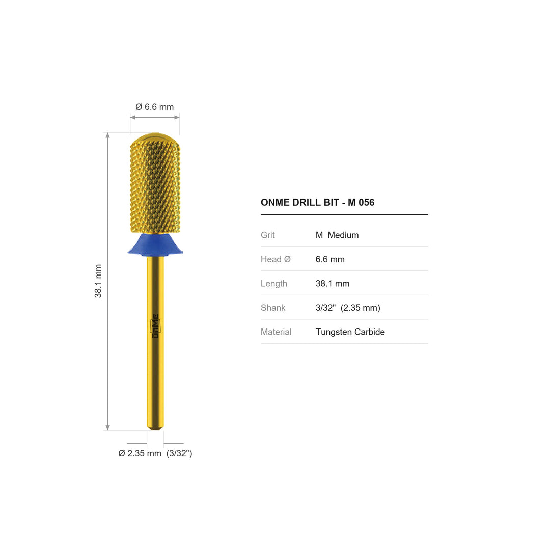 ONME M 056 large barrel carbide nail drill bit: 6.6 mm head, 38.1 mm long, 3/32 inch shank, grit M