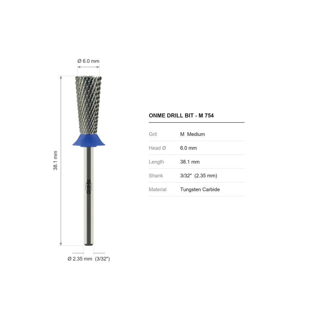 ONME M 754 5-in-1 backfill carbide nail drill bit: 6.0 mm head, 38.1 mm long, 3/32 inch shank, grit M