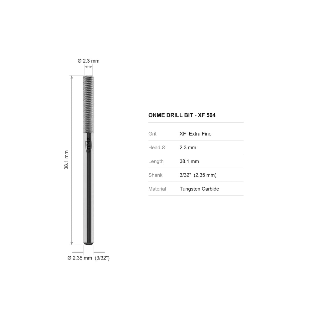 ONME XF 504 buffer bit carbide nail drill bit: 2.3 mm head, 38.1 mm long, 3/32 inch shank, grit XF