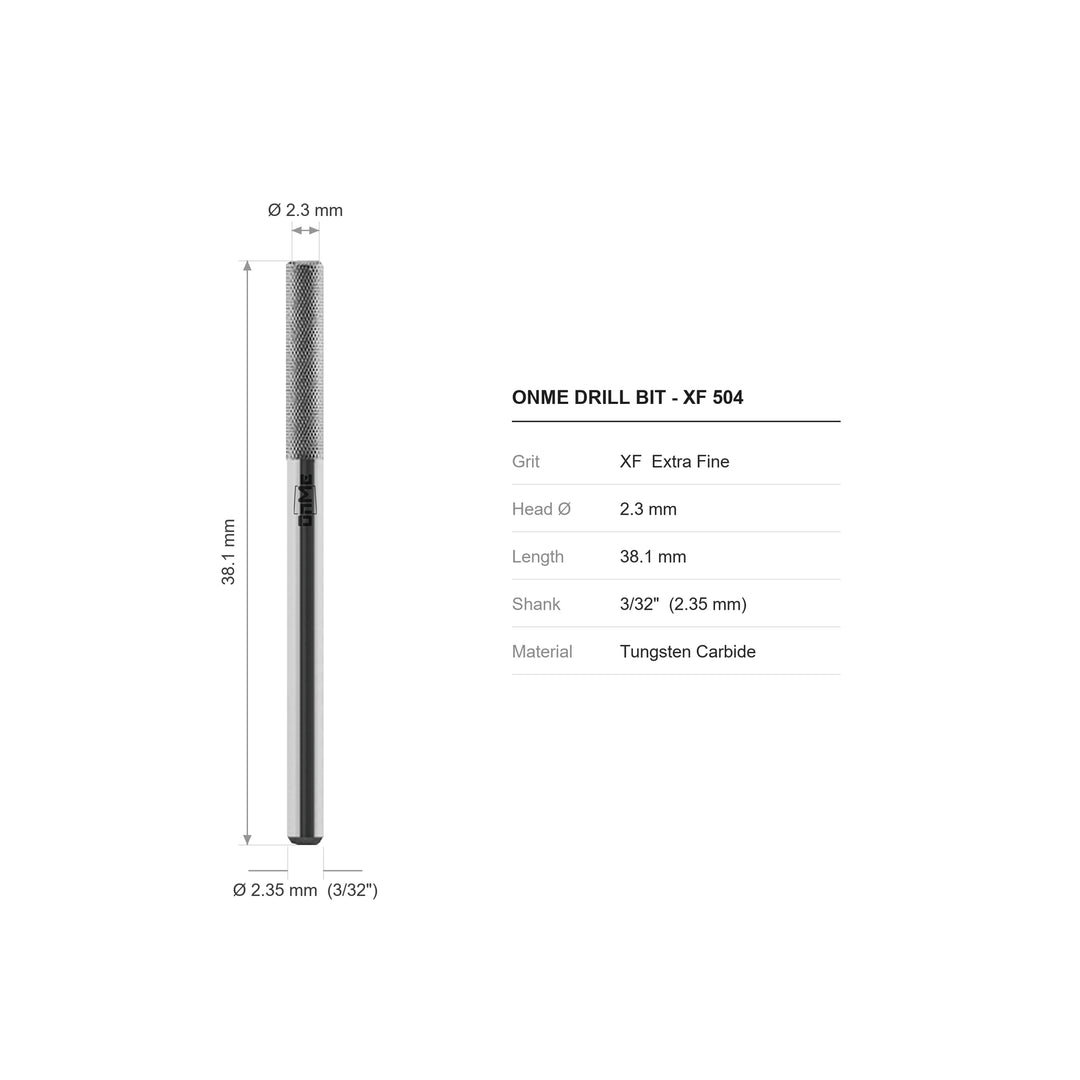 ONME XF 504 buffer bit carbide nail drill bit: 2.3 mm head, 38.1 mm long, 3/32 inch shank, grit XF