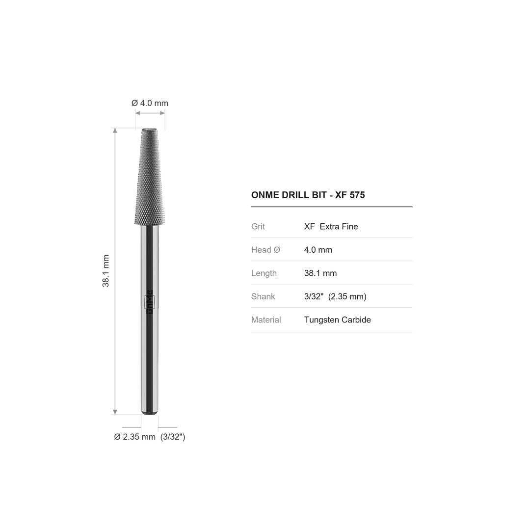ONME XF 575 buffer bit carbide nail drill bit: 4.0 mm head, 38.1 mm long, 3/32 inch shank, grit XF