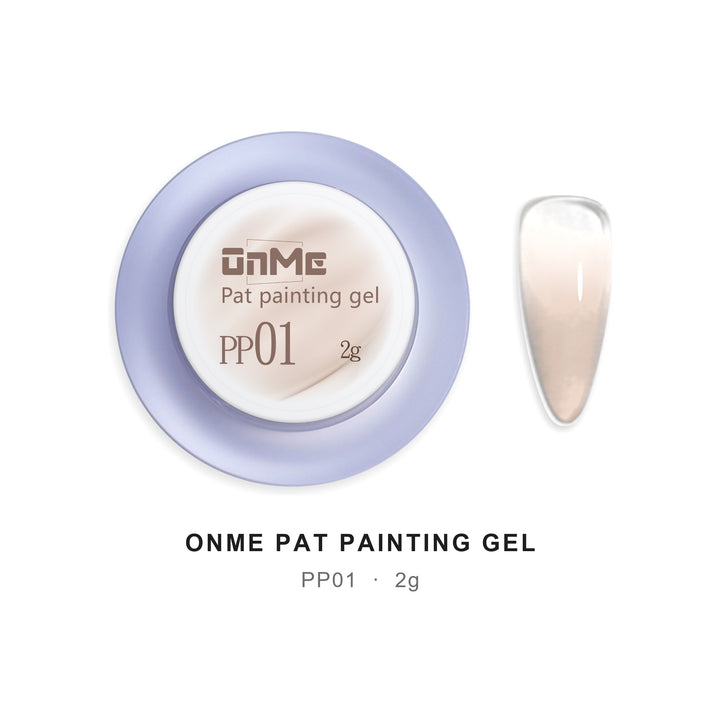 ONME Air Cushion Pat Painting Gel PP01, 2 g pot and ombre nail swatch