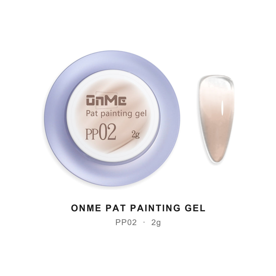 ONME Air Cushion Pat Painting Gel PP02, 2 g pot and ombre nail swatch