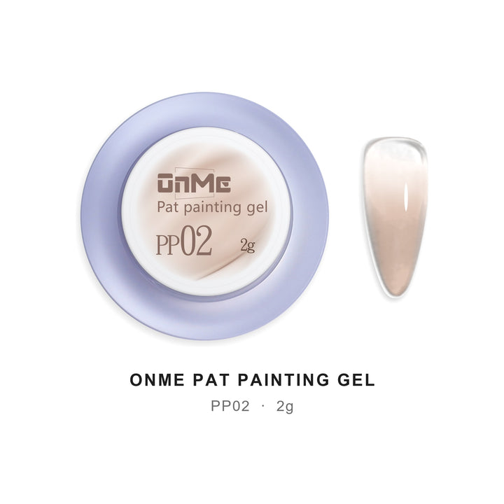 ONME Air Cushion Pat Painting Gel PP02, 2 g pot and ombre nail swatch