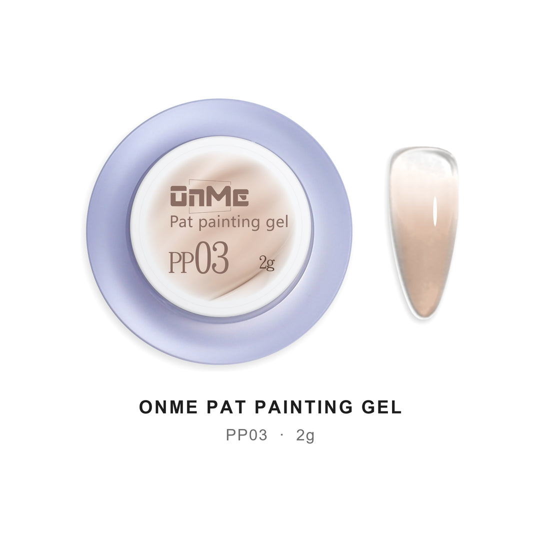 ONME Air Cushion Pat Painting Gel PP03, 2 g pot and ombre nail swatch