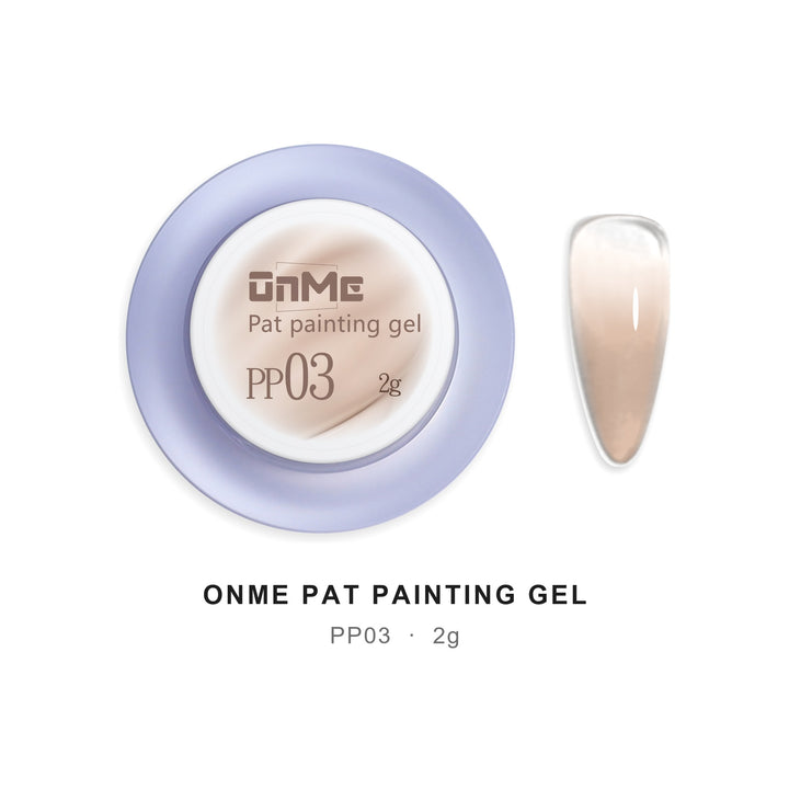 ONME Air Cushion Pat Painting Gel PP03, 2 g pot and ombre nail swatch