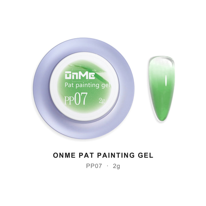 ONME Air Cushion Pat Painting Gel PP07, 2 g pot and ombre nail swatch