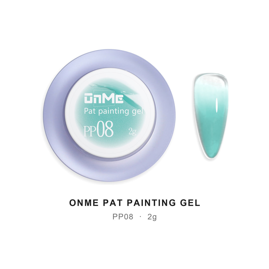 ONME Air Cushion Pat Painting Gel PP08, 2 g pot and ombre nail swatch
