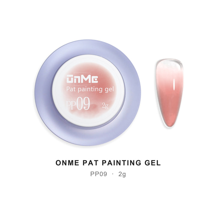 ONME Air Cushion Pat Painting Gel PP09, 2 g pot and ombre nail swatch