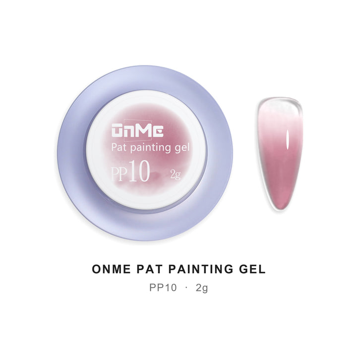 ONME Air Cushion Pat Painting Gel PP10, 2 g pot and ombre nail swatch