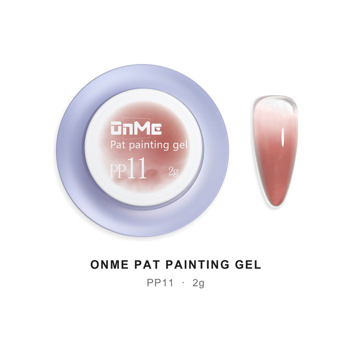 ONME Air Cushion Pat Painting Gel PP11, 2 g pot and ombre nail swatch