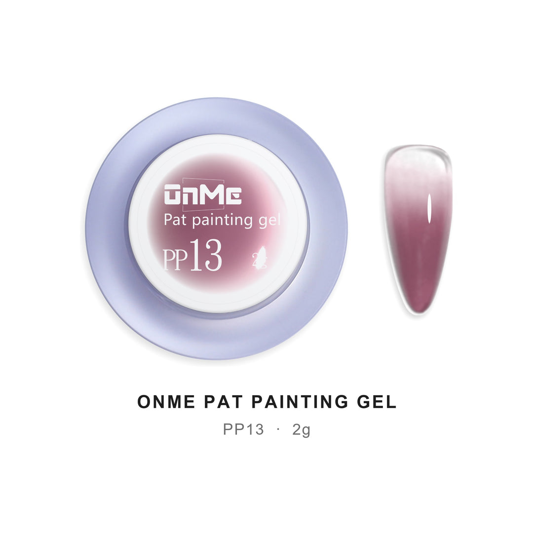 ONME Air Cushion Pat Painting Gel PP13, 2 g pot and ombre nail swatch