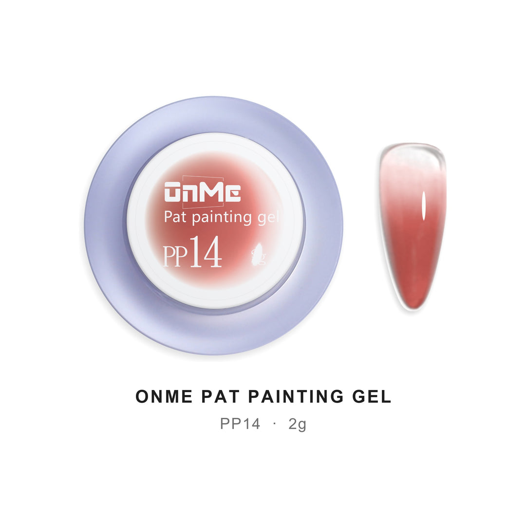 ONME Air Cushion Pat Painting Gel PP14, 2 g pot and ombre nail swatch