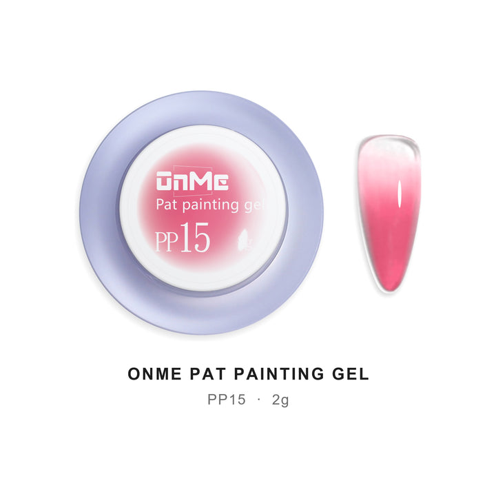 ONME Air Cushion Pat Painting Gel PP15, 2 g pot and ombre nail swatch