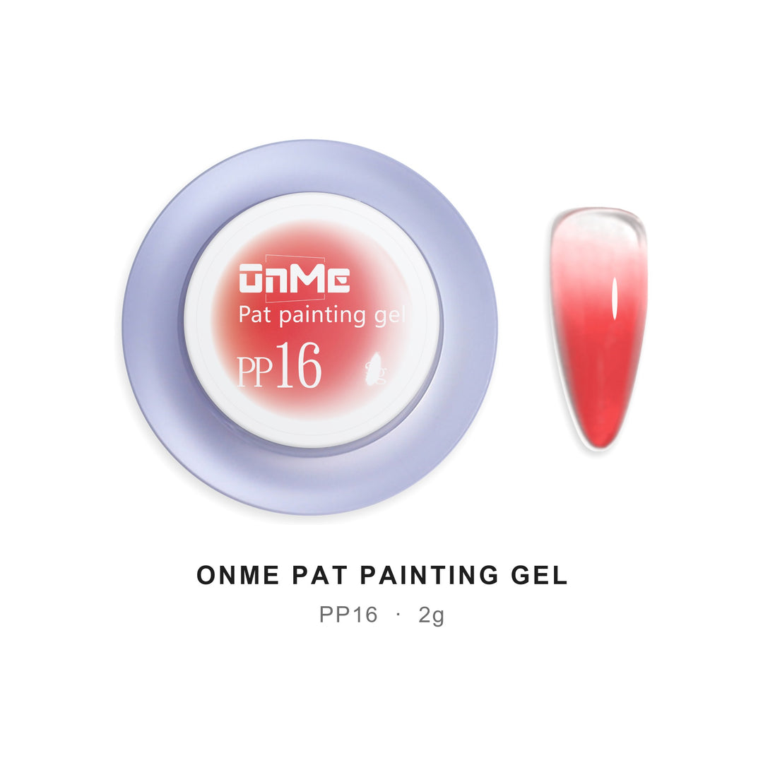 ONME Air Cushion Pat Painting Gel PP16, 2 g pot and ombre nail swatch