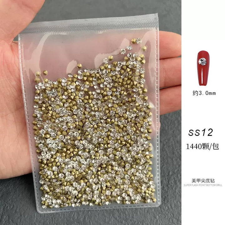 Round Pointed Base Mini Rhinestone 1440pcs/Bag - SS12