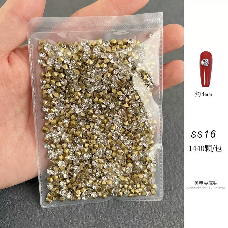 Round Pointed Base Mini Rhinestone 1440pcs/Bag - SS16