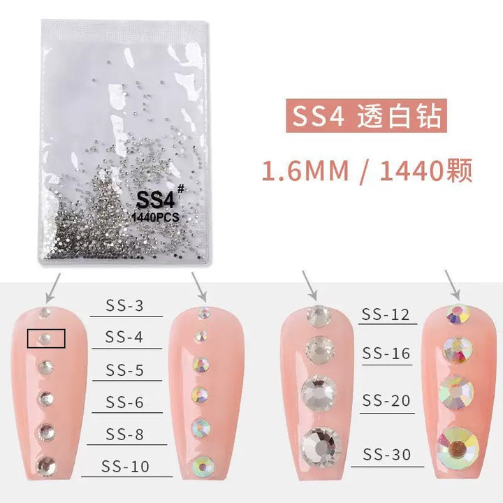 Round Flated Base Mini Rhinestone Silver 1440pcs/Bag - SS4