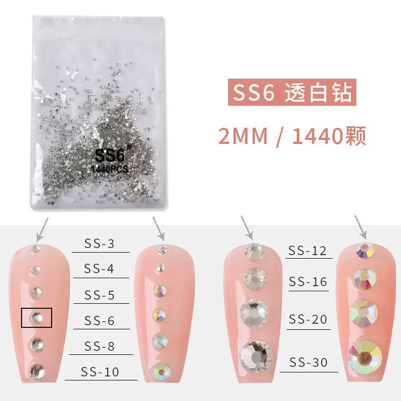 Round Flated Base Mini Rhinestone Silver 1440pcs/Bag - SS6