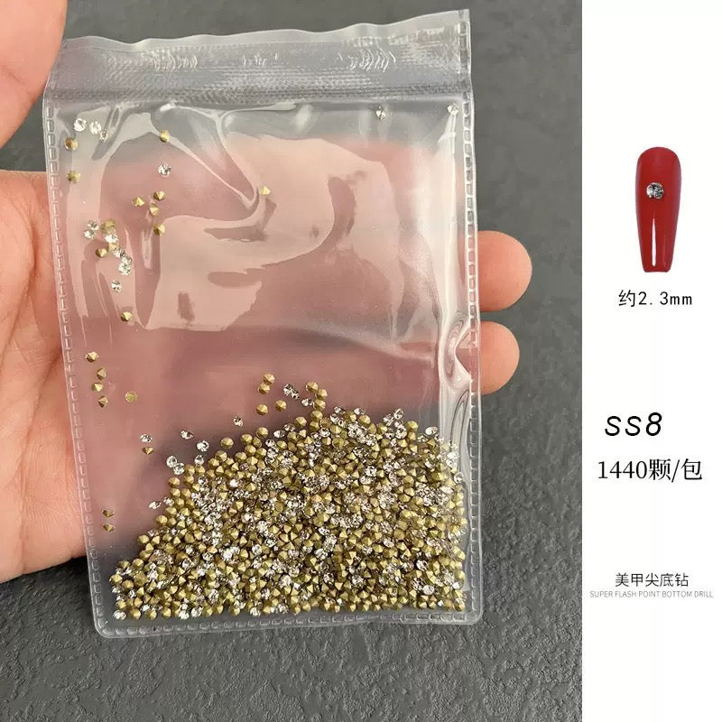 Round Pointed Base Mini Rhinestone 1440pcs/Bag - SS8