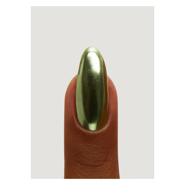 The GelBottle Sage Chrome Pigment on a nail