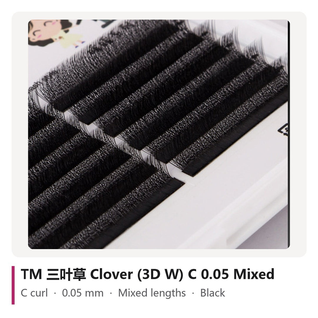 TM 三叶草 Clover (3D W) Lash Extensions C 0.05 Mixed, tray photo
