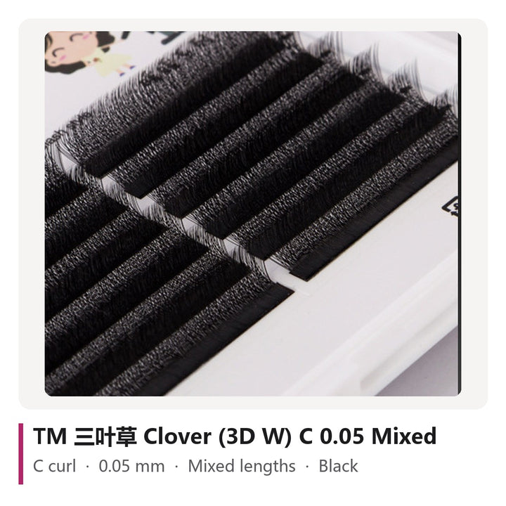TM 三叶草 Clover (3D W) Lash Extensions C 0.05 Mixed, tray photo
