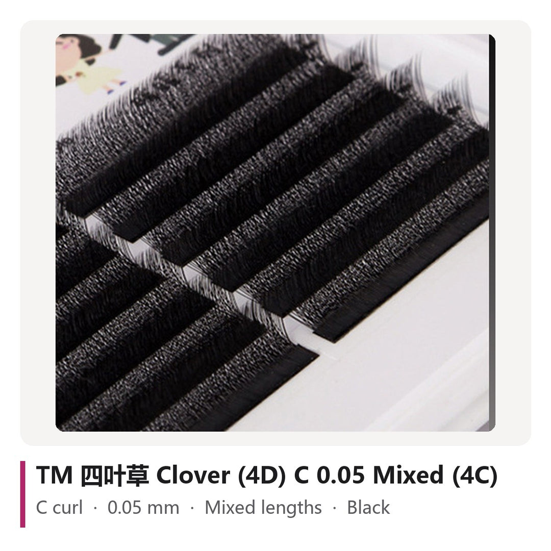 TM 四叶草 Clover (4D) Lash Extensions C 0.05 Mixed (4C), tray photo