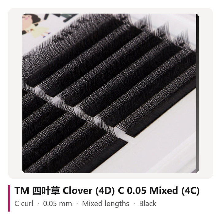 TM 四叶草 Clover (4D) Lash Extensions C 0.05 Mixed (4C), tray photo