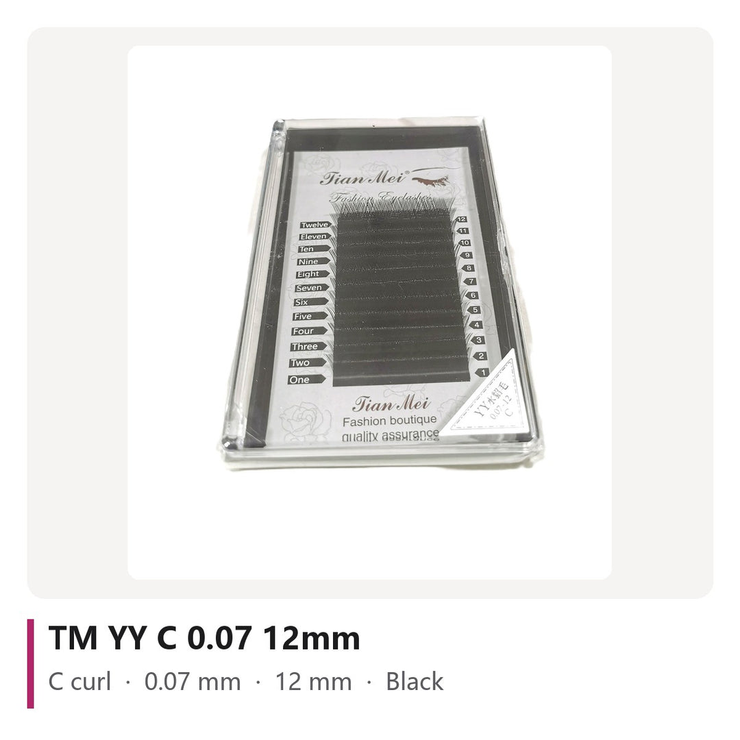 TM YY Lash Extensions C 0.07 12mm, tray photo
