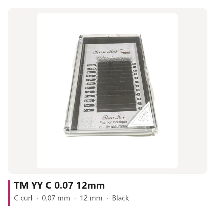 TM YY Lash Extensions C 0.07 12mm, tray photo