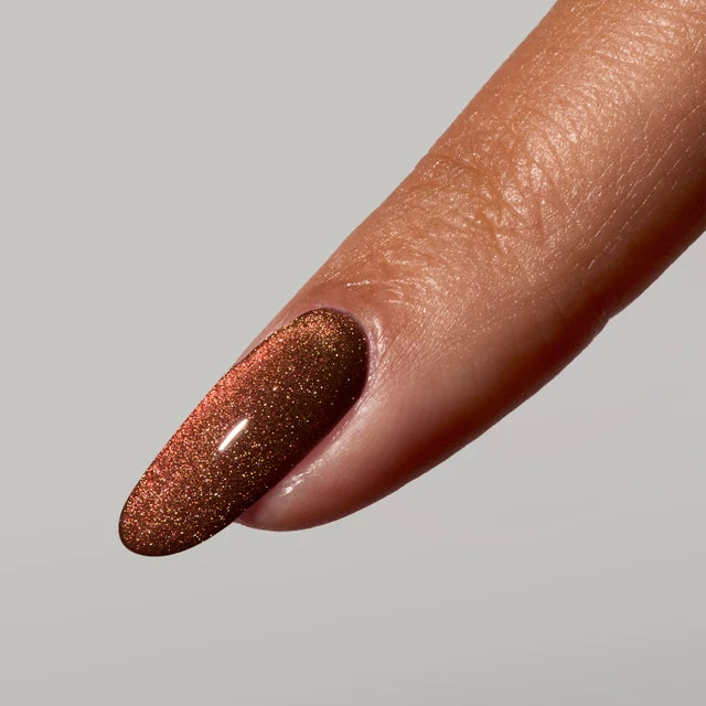 The GelBottle Old Money Magnetic on a nail
