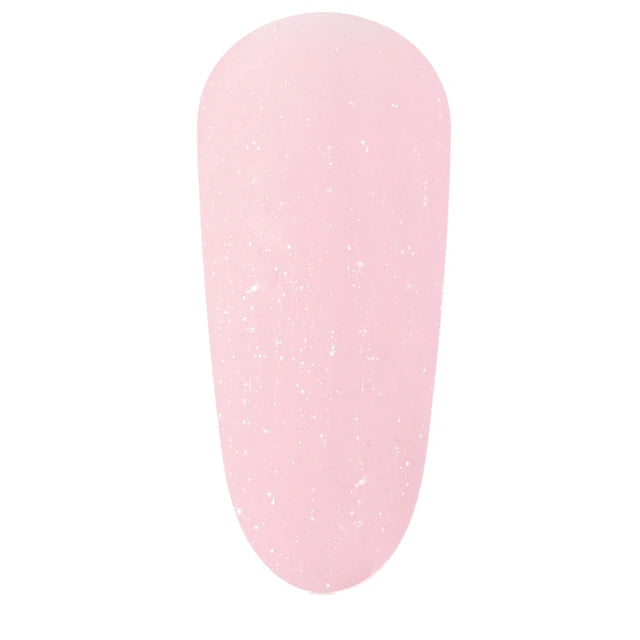 The GelBottle Hard BIAB Bubble colour swatch: milky pink with a silver-white shimmer