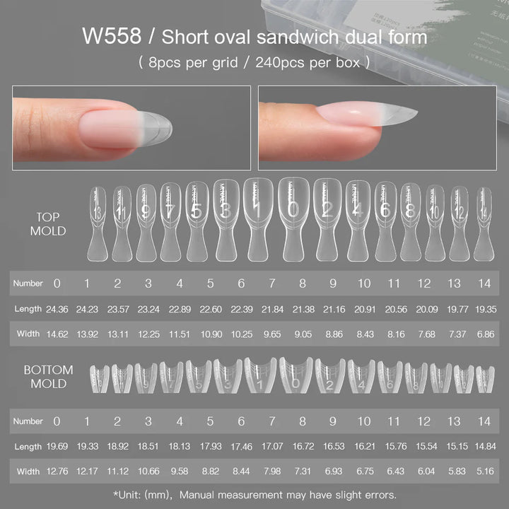 Mr Nail Sandwich Nail Extensions-Dual Forms - W558 Short Oval (240pcs)