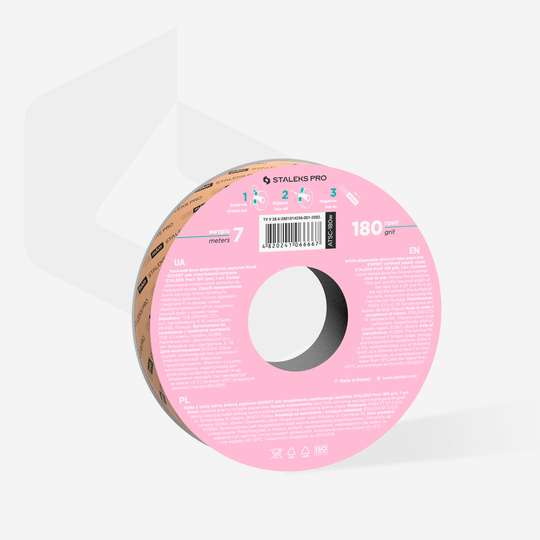 Staleks Pro Expert papmAm White Disposable Abrasive Tape (Without Plastic Case) ATSC White - 180 grit
