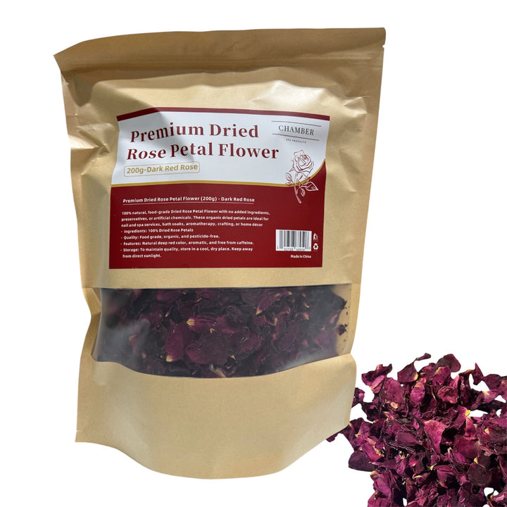 Chamber Premium Dried Rose Petal Flower - Dark Red Rose