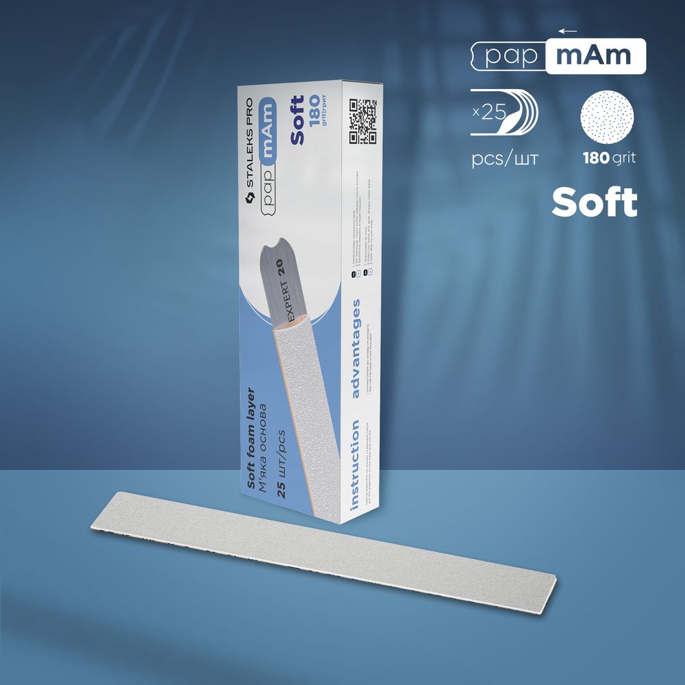Staleks Pro Disposable White files papmAm on soft foam layer 180 grit (25 pcs) EXPERT 20 - 180