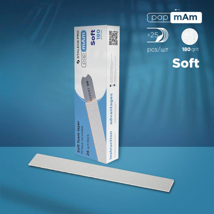 Staleks Pro Disposable White files papmAm on soft foam layer 180 grit (25 pcs) EXPERT 20 - 180