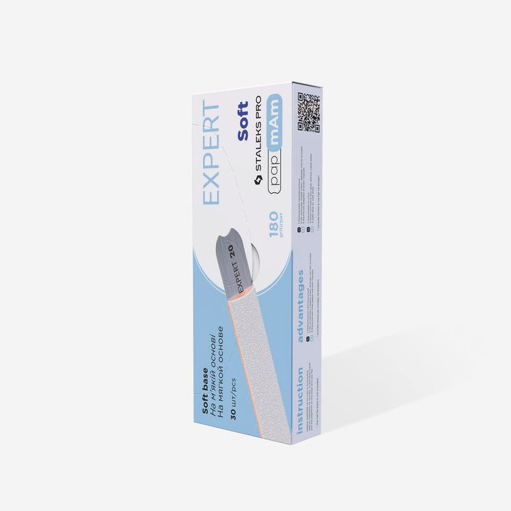 Staleks Pro Disposable White files papmAm on soft foam layer 180 grit (25 pcs) EXPERT 20 - 180