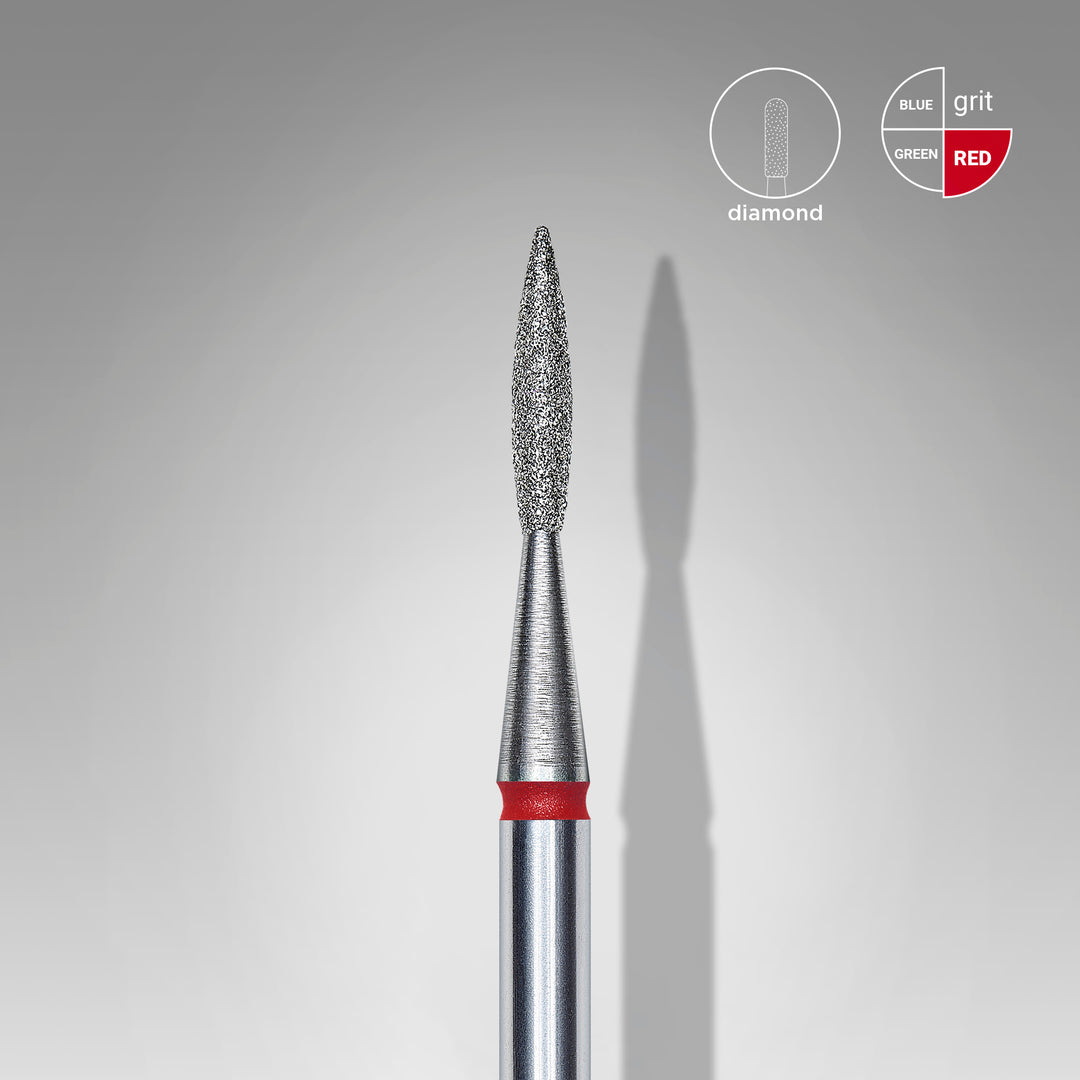 Staleks Diamond Nail Drill Bit Pointed Flame - Red 1.6/8 mm