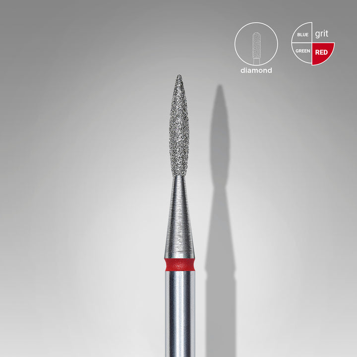 Staleks Diamond Nail Drill Bit Pointed Flame - Red 1.6/8 mm