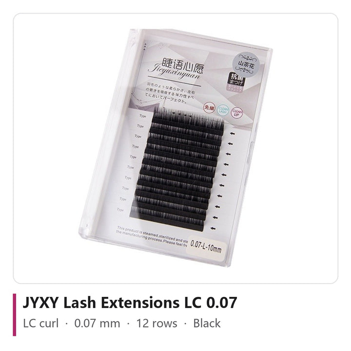 JYXY Lash Extensions LC 0.07 - LC curl, 0.07 mm, 12 rows, Black