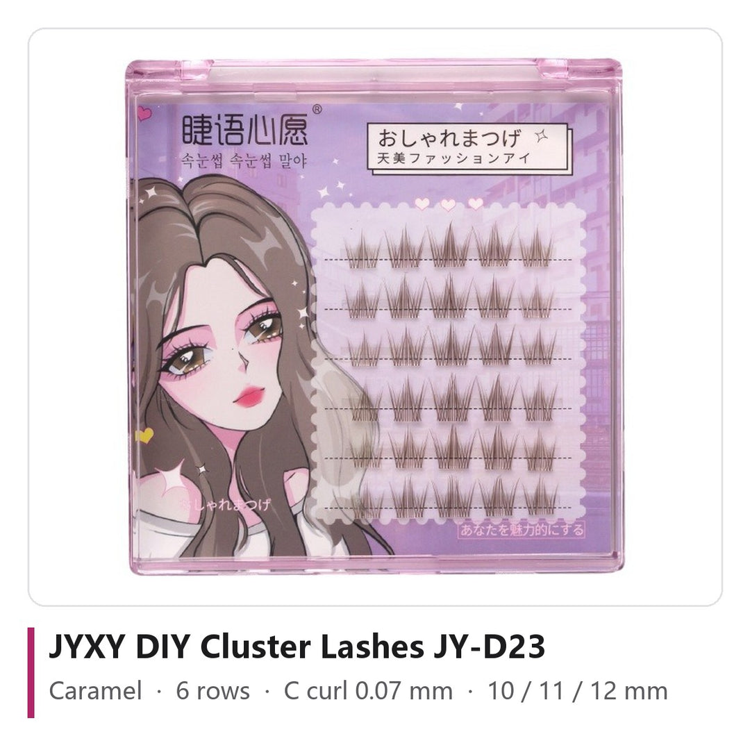 JYXY DIY Cluster Lashes JY-D23 - Caramel, 6 rows, C curl 0.07 mm, 10 / 11 / 12 mm