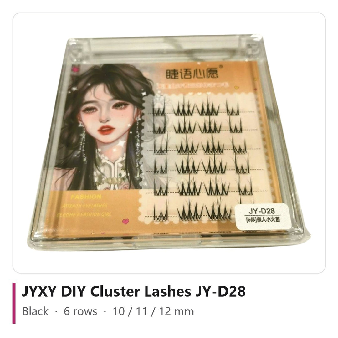 JYXY DIY Cluster Lashes JY-D28 - Black, 6 rows, 10 / 11 / 12 mm