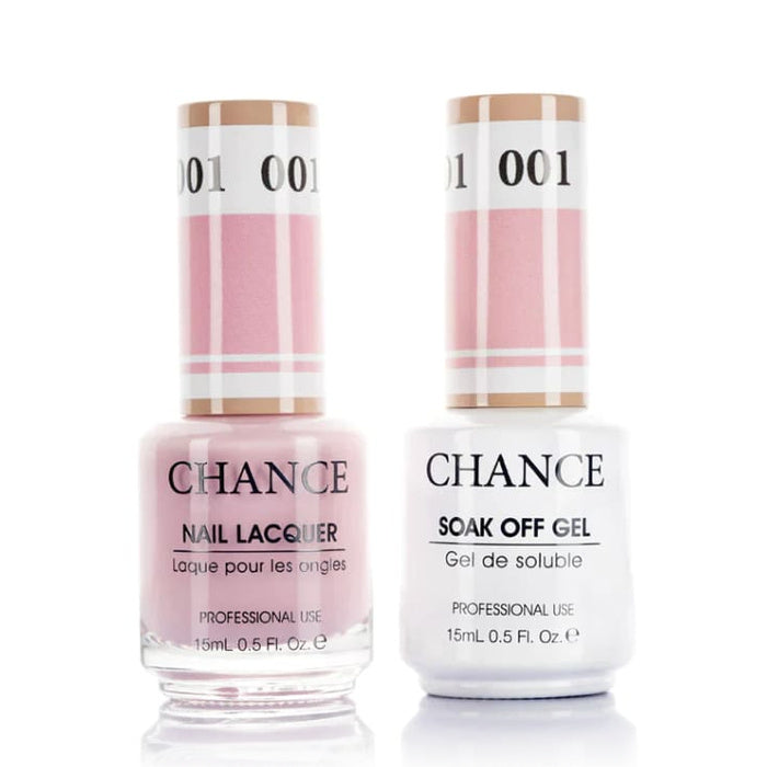 Chance Gel & Lacquer Duo 001, pink crème, soak-off gel polish and matching nail lacquer, 0.5 oz each