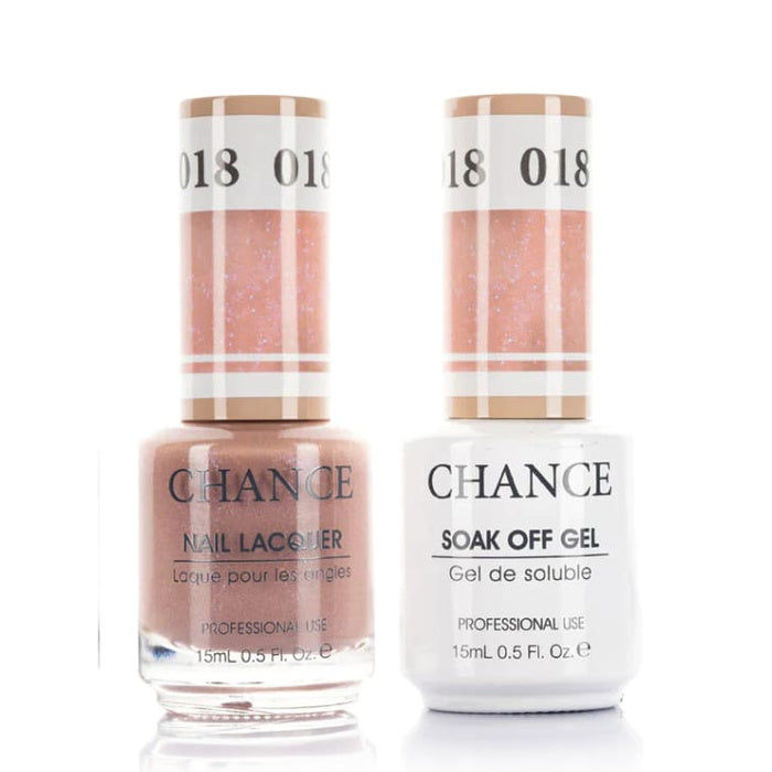 Chance Gel &amp; Lacquer Duo 018, nude shimmer, soak-off gel polish and matching nail lacquer, 0.5 oz each