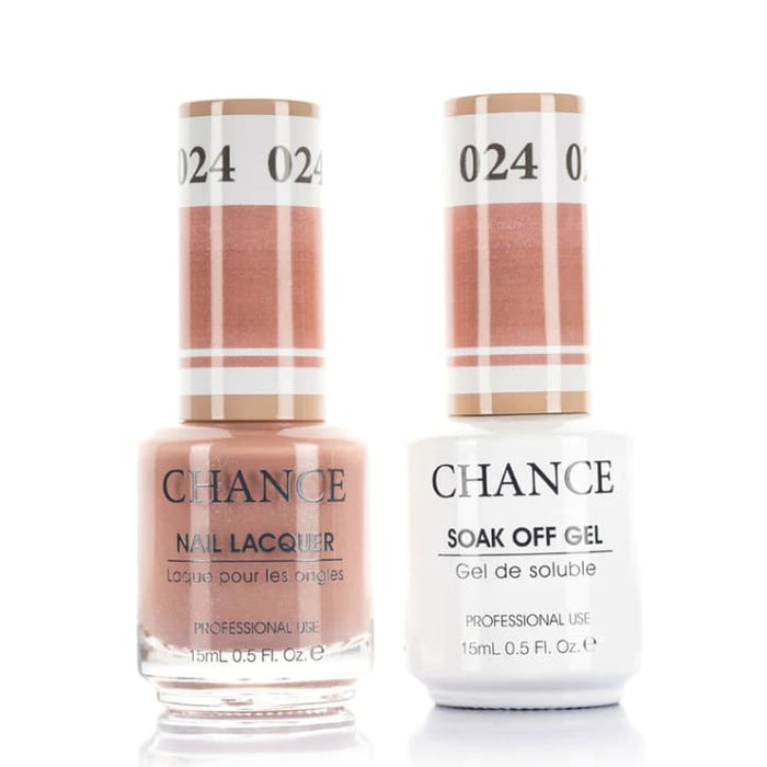 Chance Gel &amp; Lacquer Duo 024, brown crème, soak-off gel polish and matching nail lacquer, 0.5 oz each