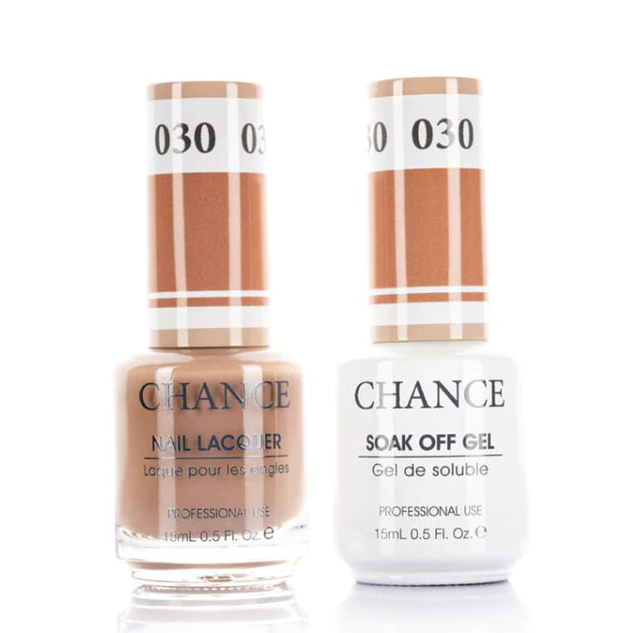 Chance Gel &amp; Lacquer Duo 030, brown crème, soak-off gel polish and matching nail lacquer, 0.5 oz each