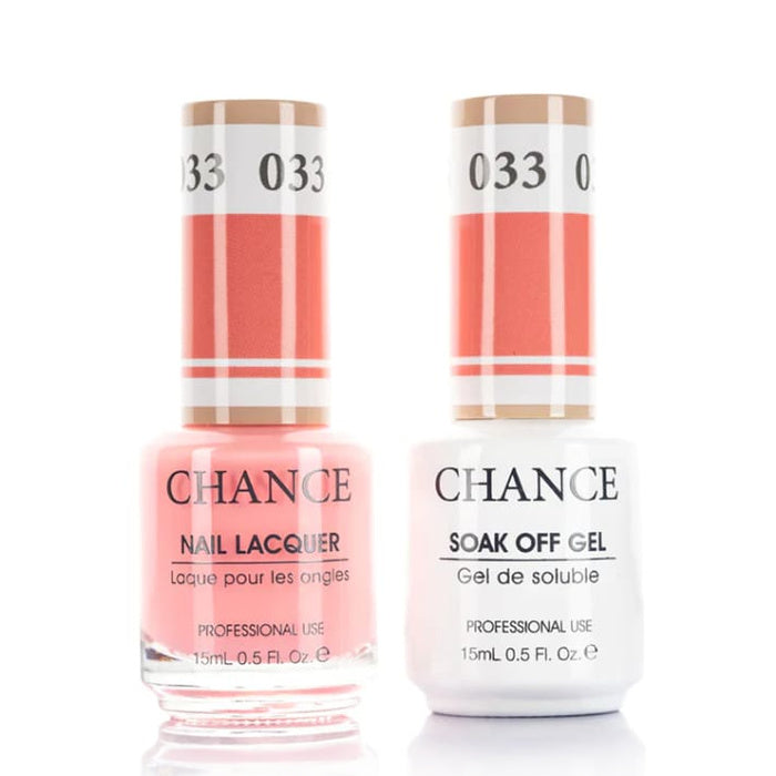 Chance Gel &amp; Lacquer Duo 033, coral orange crème, soak-off gel polish and matching nail lacquer, 0.5 oz each